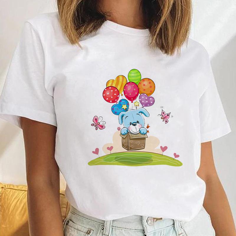 Women Basic Fashion Funny Print Fashion Short Sleeve Summer Lady White Tops Creative Womens Clothing Tee Female T Shirt