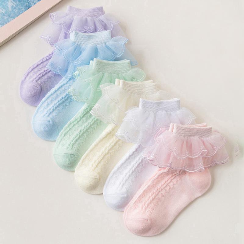 

Детские носки для девочек однотонные кружевные короткие носки хлопковые детские носки 1-3Y