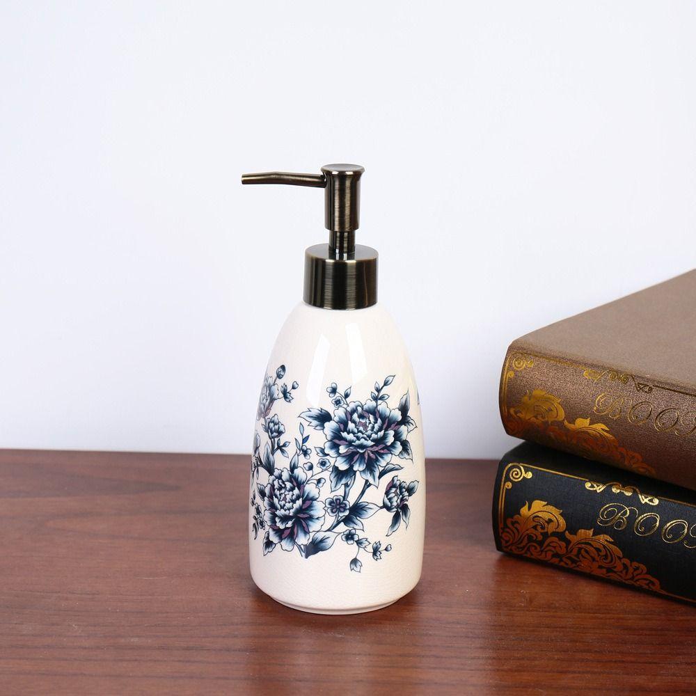 Vintage Flower Pattern Shampoo Press Bottle Hand Press Type Hand Soap Container  Shower