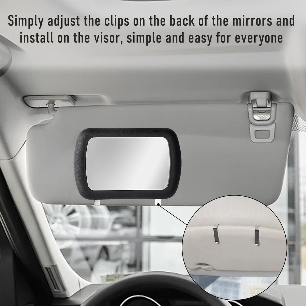2 PCS Car Sun Visor Vanity Mirror, Clip-on Deluxe Visor Mirror Shading Cosme