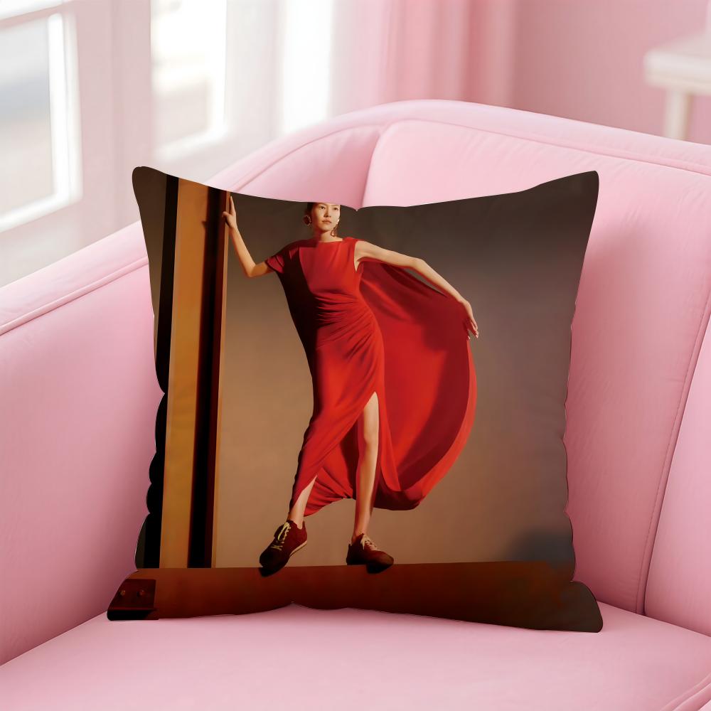 Popular Fashion Chinese Sexy Model LLiu Wen Cushion Cover Pillowcase Short Plush Invisible Zipper Room Sofa Cushion Cover
