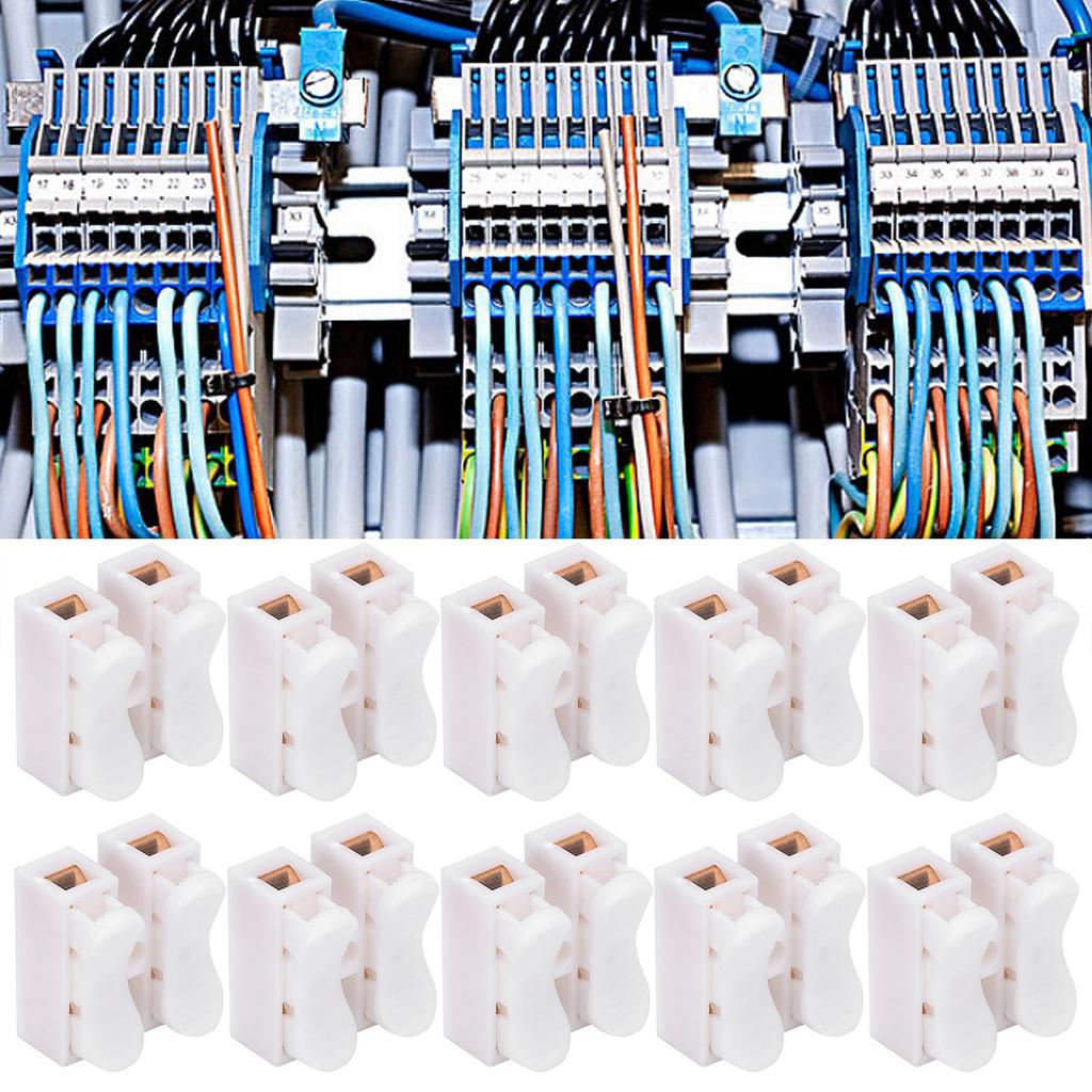 500Pcs 2 Pin Push Cable Connector Terminal Pure Brass Wire Quick Connect Clamp Parts CH2
