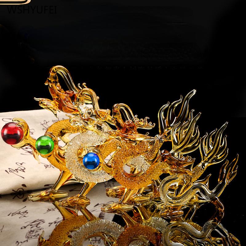 Ornament Zodia Dragon Cristal Zhaocai mascotă Accesorii decorațiuni casă Ornamente feng shui birou