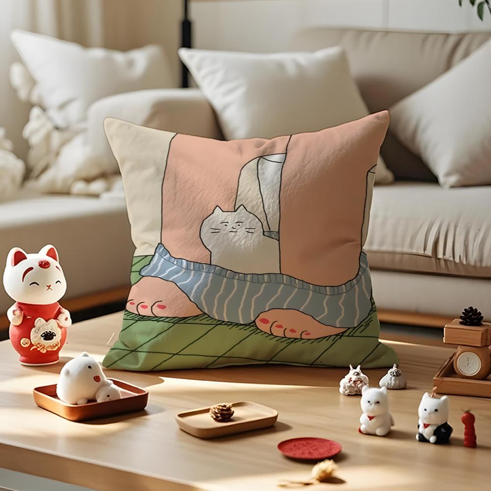 Gomatsu Cushion Cover Anti-dustmite Pillowcase Invisible Zipper Silky Short Plush Sofa Cushion Cover