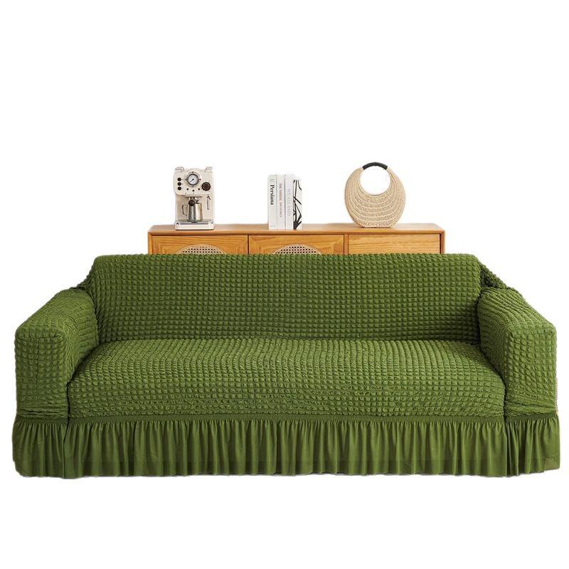 Four Seasons Wind Bubble Gauze Sofa Skirt, Thick & Fully Wrapped, High-End Elastic Cover for Lazy Person