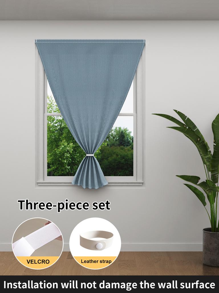 No Drill Velcro Blackout Curtain Eco Friendly Polyester Sun Shield Window Shade