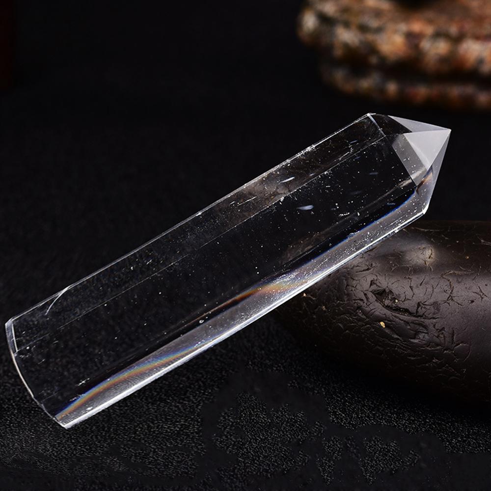 1Pc White Smelting Stone Single Pointed Hexagonal Column Crystal Point Wand Tower Home Decoration Gift Crystal Ornament