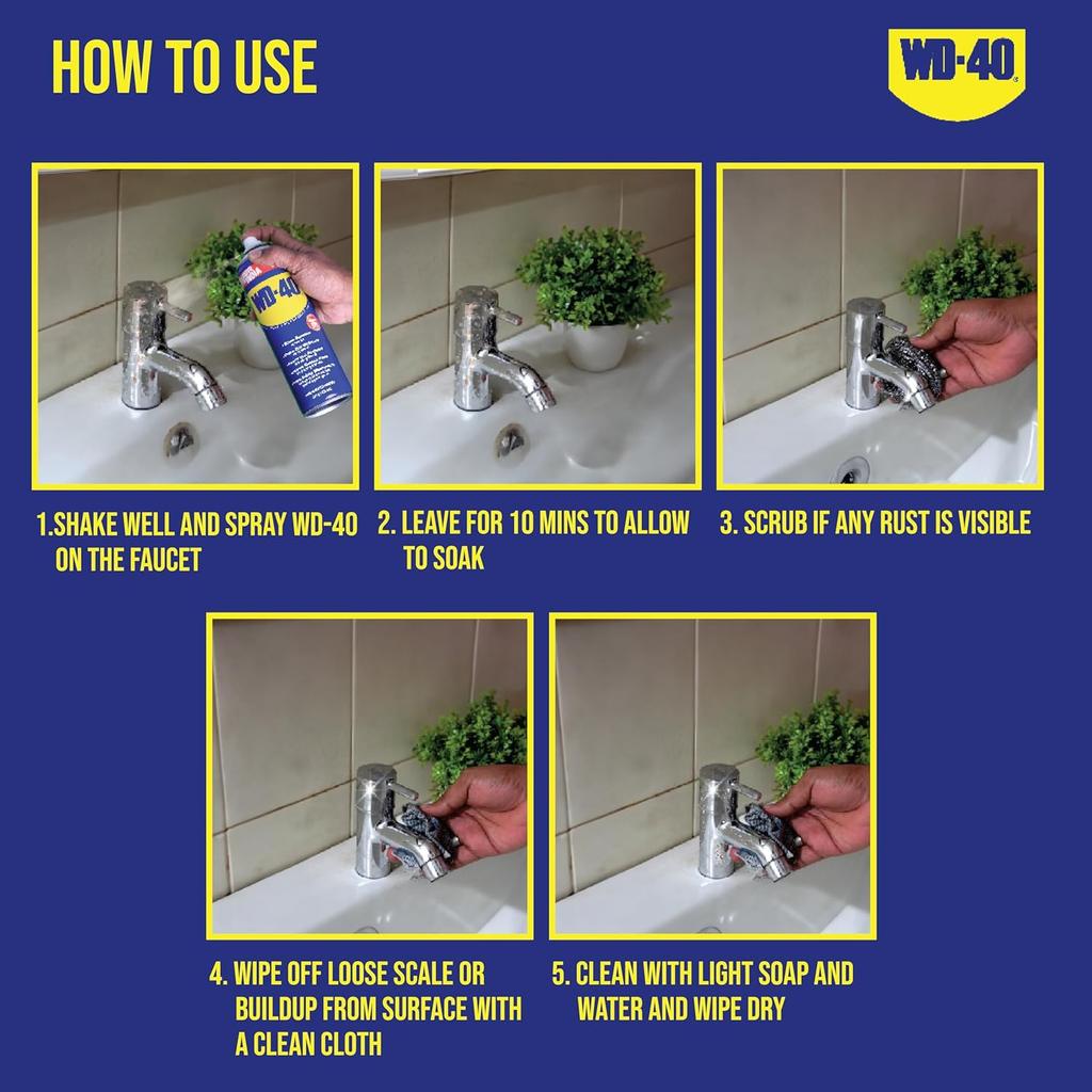 WD-40 Multipurpose Spray Lubricant Rust Remover 63.8g Pack Of 1 For Home Repair Locks Tools Car Bike Cleaning Use