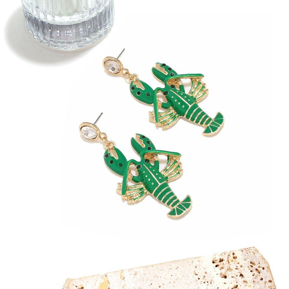Creative Enamel Stud Earrings Rhinestone Bohemian Dangle Earring Lobster Earrings  Beach