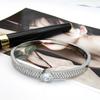 Round Zircon Bracelet: European and American Light Luxury Style, Versatile Half-Circle Design with Full Diamond Setting for Women.