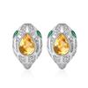 S925 Silver Snake Earrings with Natural Crystal/Topaz/Peridot/Garnet, Luxury Jewelry for Women