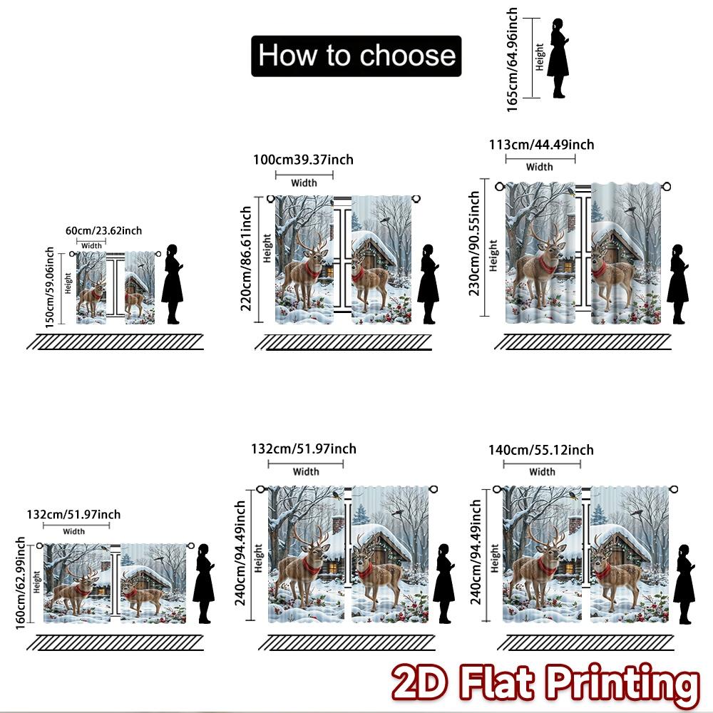 2D flat Photography Backdrop Popular Scene Backdrop Christmas Snowy Deer Scene 100% Polyester Family Party Decoration Use