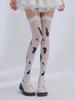 Cow Pattern Knee Suspenders Stockings Women'S Thin Japanese Cute Black And White Spots Sexy Women'S Long Thigh Socks