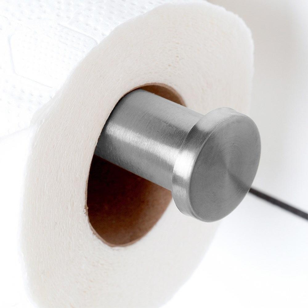 Toilet Paper Holder Wall Mounted Self-Adhesive Bathroom Hanger Silver