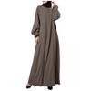 Women's Casual Loose Long Sleeve Round Neck Solid Color Robe Dress