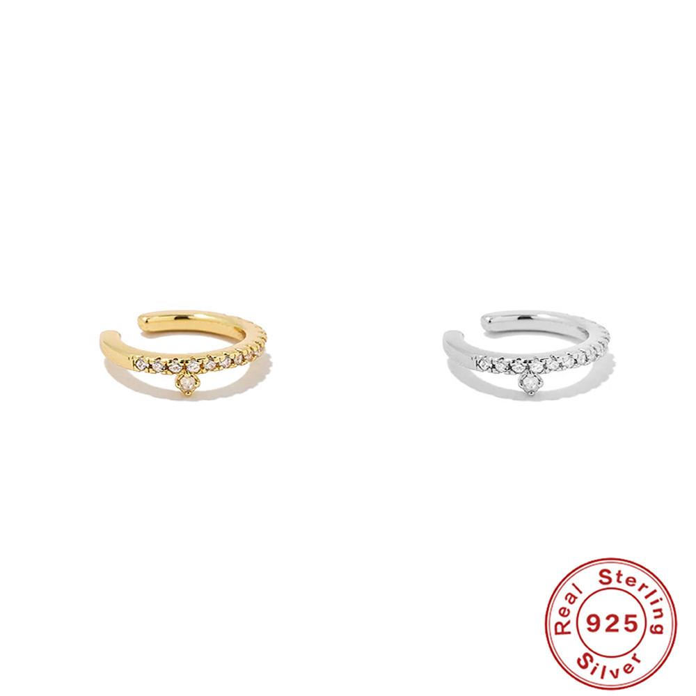 S925 Sterling Silver Simple Fashion Dense Inlay Simple Diamond Without Ear Piercing Ear Clip Earring Ear Bone Clip