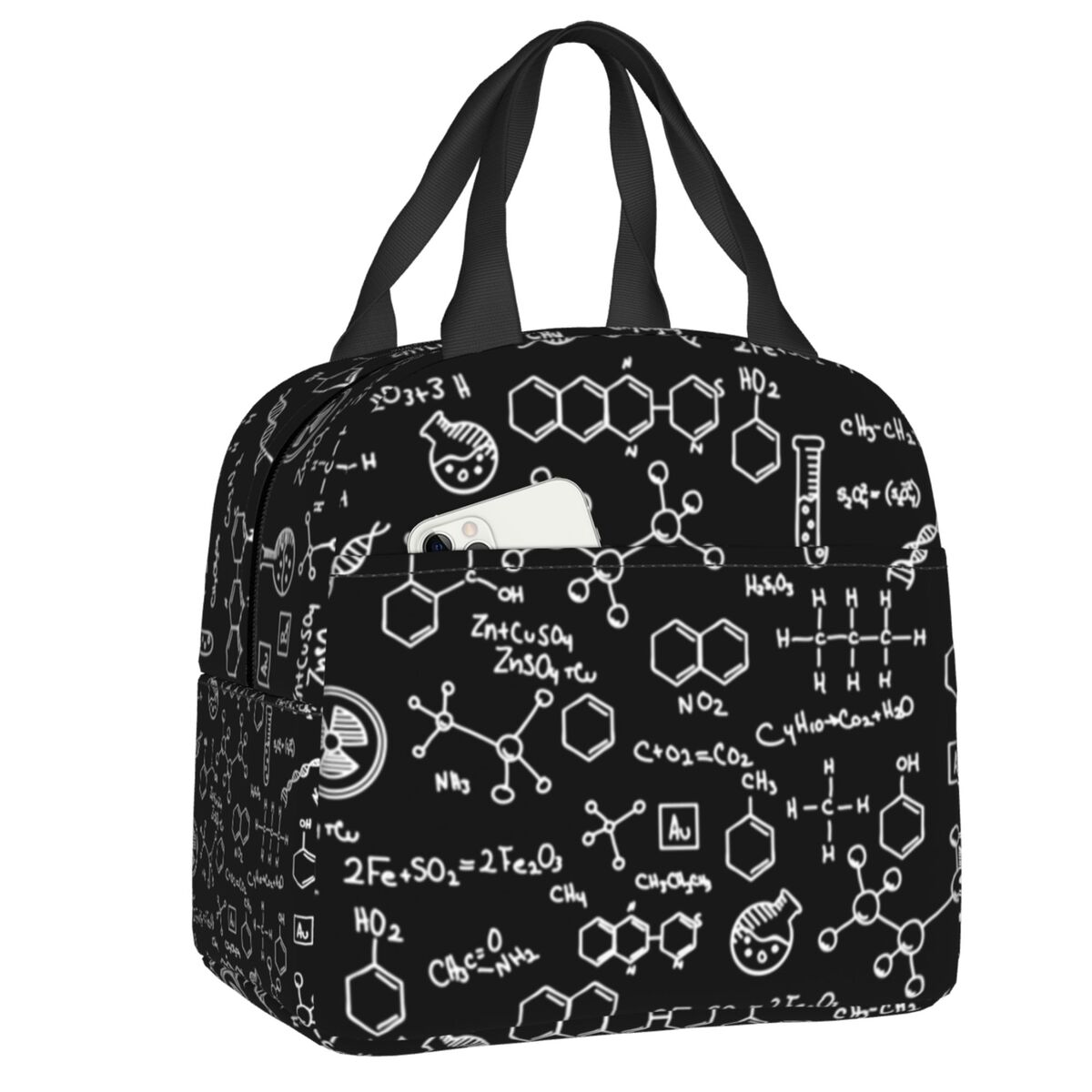 Custom Physical Chemical Biological Sciences Mathematics Thermal Insulated Lunch Bags Women Resuable Lunch Container Food Box 22x20x13cm