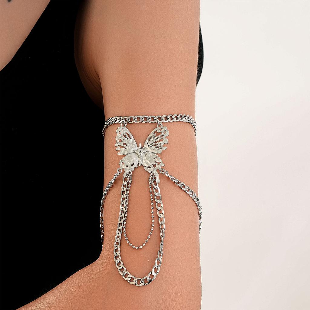 Butterfly Arm Ring, Stylish Multi-Layer Cuban Chain Tassel Bracelet Personalized Jewelry