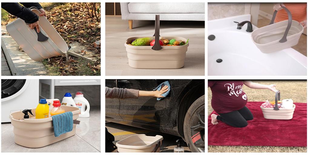 Eyliden Waschbottich Eimer Wäschekorb Faltbares Waschbecken Faltbarer Eimer Faltbarer Silikon-Waschbottich 10L Wäschesilikon Praktische Aufbewahrung