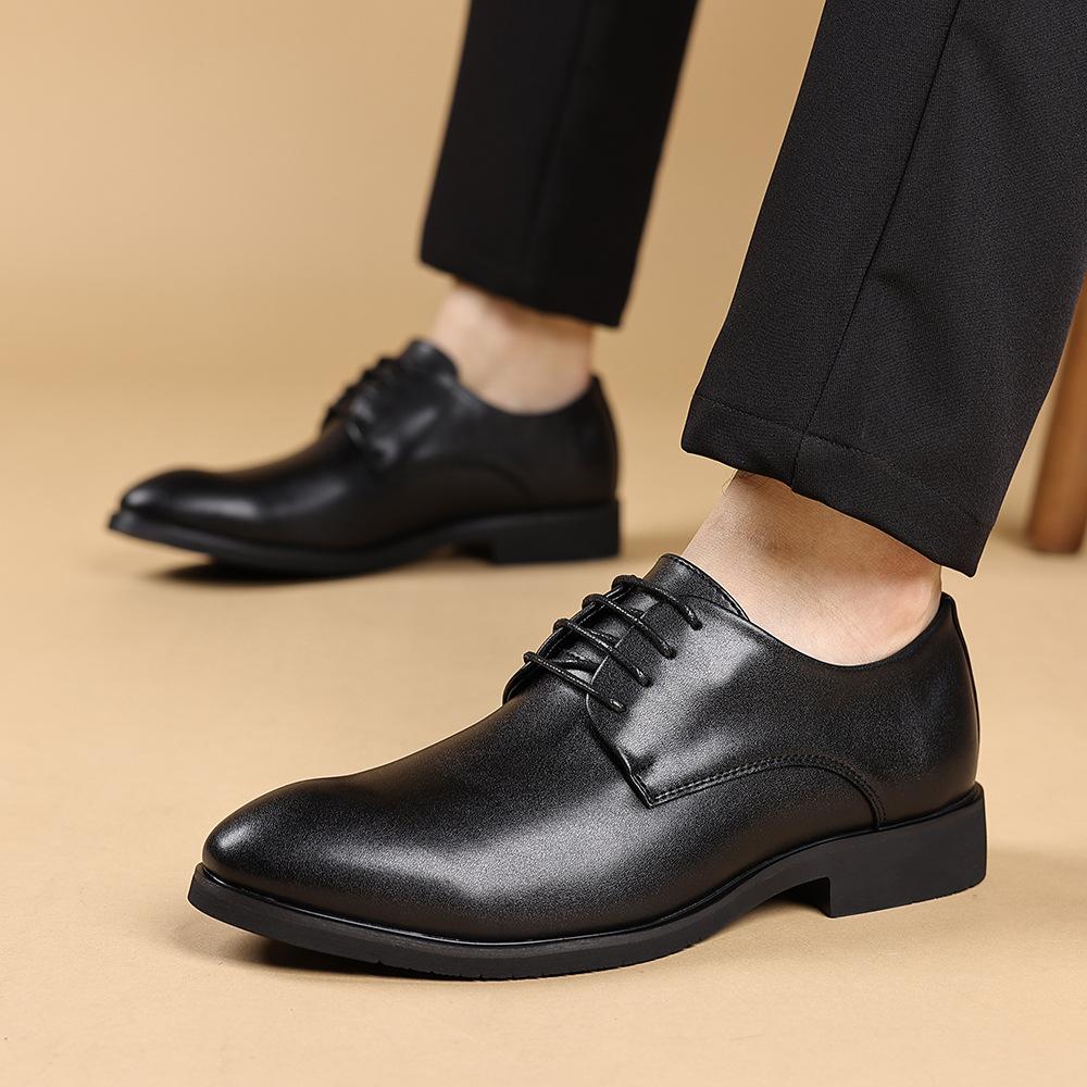 Inner Height Increase Soft Sole Trend Versatile Leather Shoes Men's Business Dress Green British Four Seasons Wear-resistant Leisure