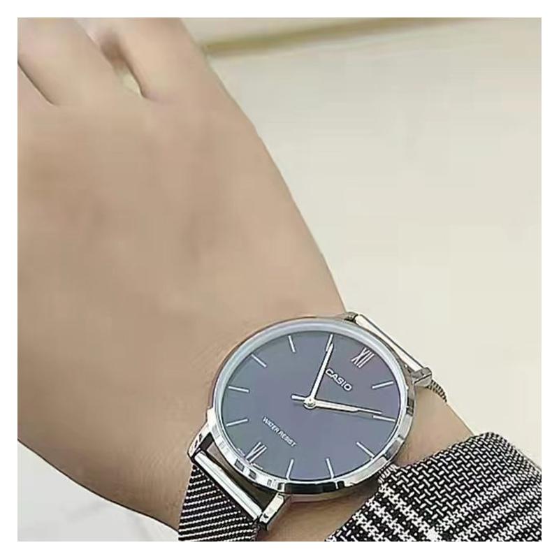 Casio STANDARD Series Waterproof Quartz Movement Stainless Steel Strap Japanese and Korean Watch Men's Watch Blue Dial MTP-B110M-2AV