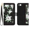 Leder Klapphülle für iPhone 16E 16 15 14 Plus 13 12 11 Pro Max XR X 10 XS 8 7 6 6S SE3 SE Blumen Trageband Kartensteckplatz Abdeckung