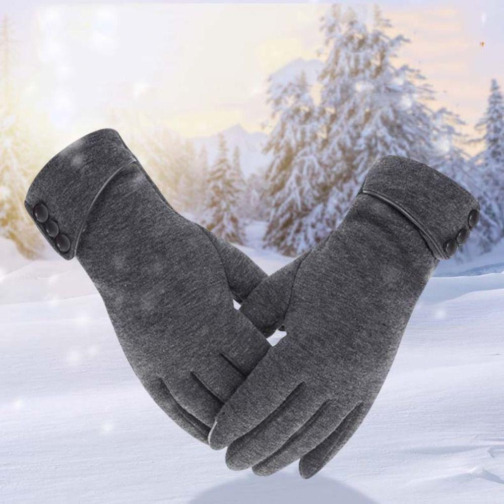 Five Finger Simple Velvet Gloves  Cycling Driving Gloves Full Finger Mittens  Autumn