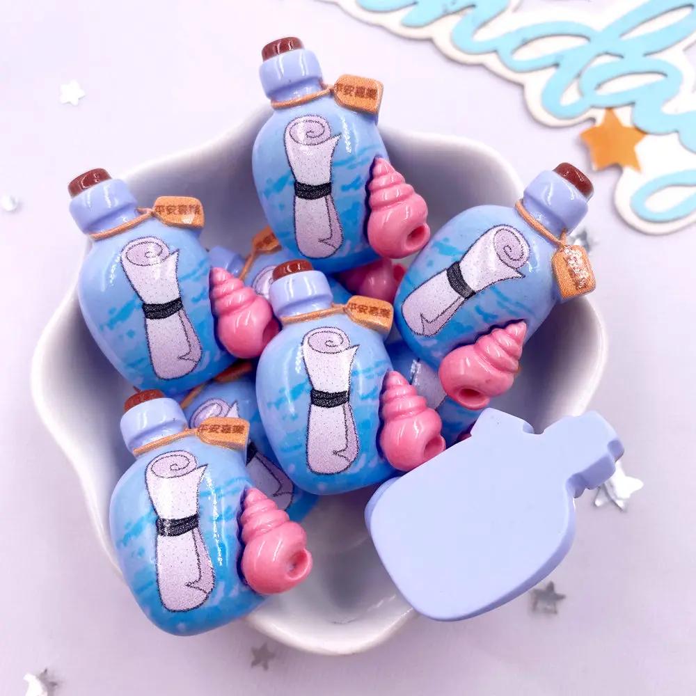 6ks Barevná pryskyřice Perlová mušle Hvězdice Mořské řasy Láhev na přání Truhla s pokladem 3D figurky Plochá záda Scrapbook DIY šperky