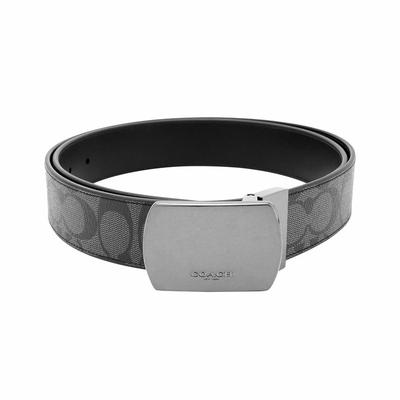 [Customizable Engraving] Embossed Plate Buckle Double-sided PVC Belt Men's Black/grey Width 3.8cm 91286-QBO3I