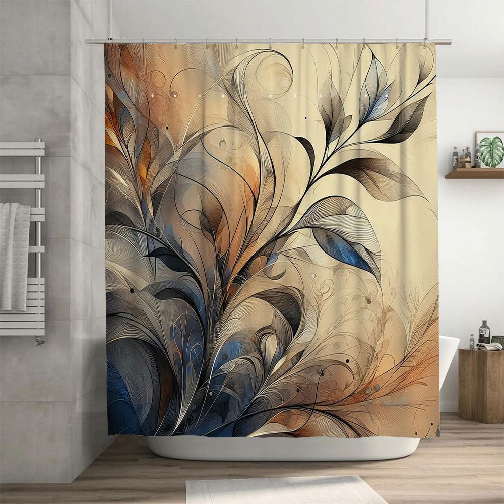 Modern Bathroom Shower Curtain Floral Print Fabric Shower Curtains for Bathtub Waterproof Bath Decor In Neutral Tones Easy Insta