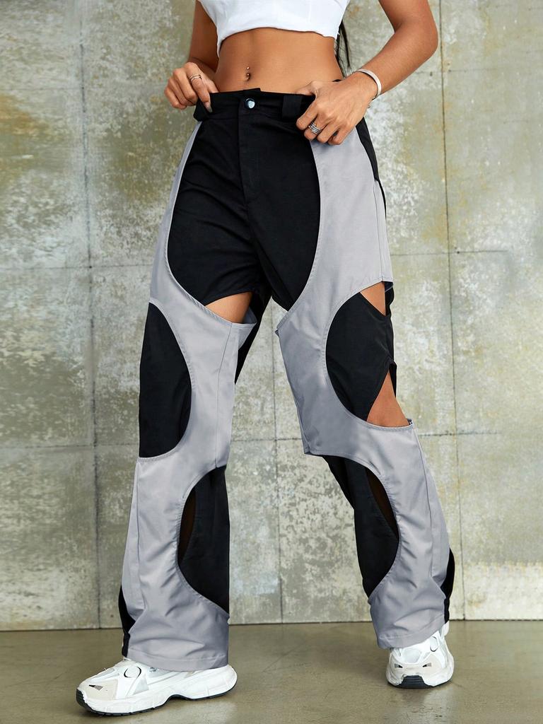 Rose Beauty A Rave Two Tone Cut Out Cargo Pants