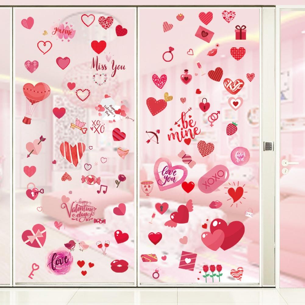 Indoor Glass Safe Heart Window Clings Valentine Stickers