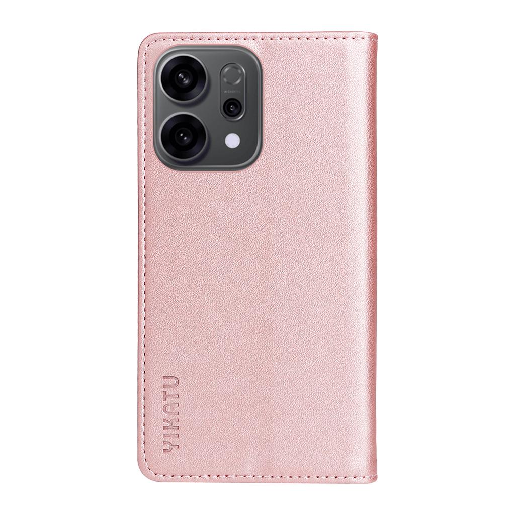 For Oppo Reno14 5G (China)/Oppo Reno14 F 5G/Oppo Reno14 5G (Global) Phone Cases YIKATU Magnetic Closure PU Leather Mobile Cover -  Rose Gold