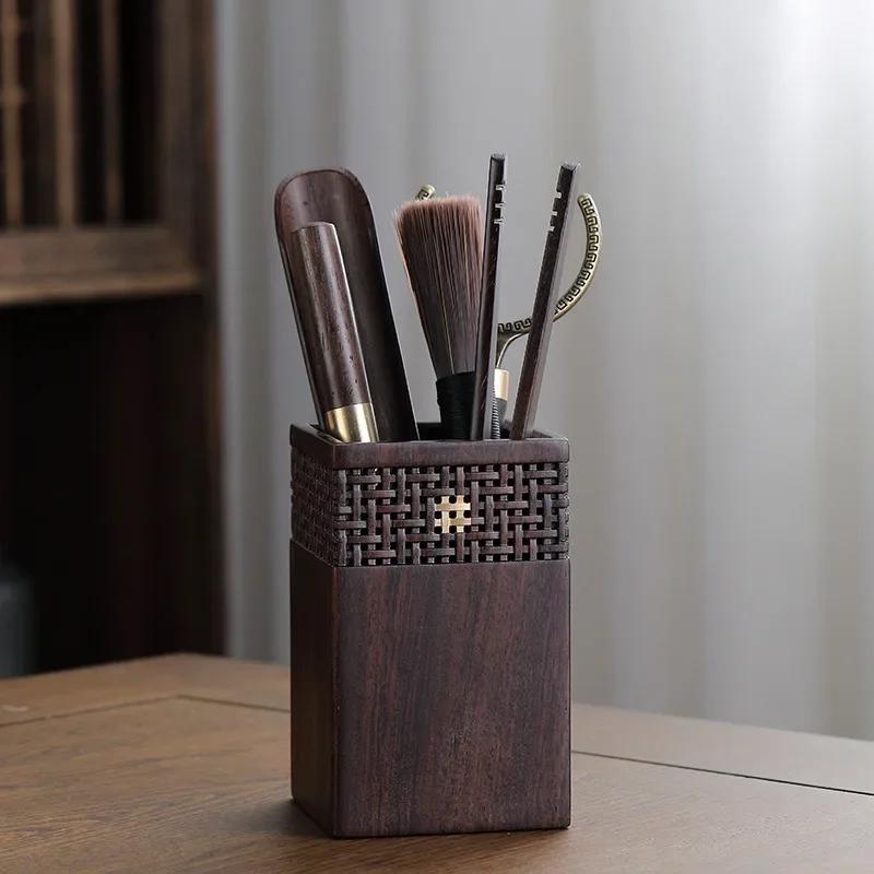 

Ebony Solid Wood Tea Ceremony Six Items Set High-End Accessories 6 Gentleman Tea Clamp Tea Knife Spoon Tools