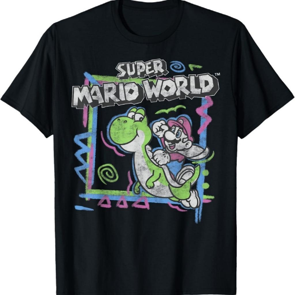 Super Mario World 90's Neon Abstract Nintendo Yoshi Ride T-Shirt