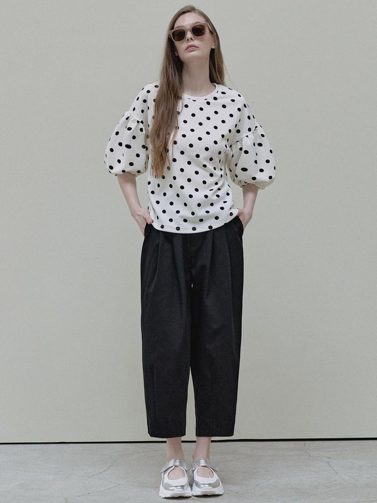 Avang Crop Cotton Banding Pants - Black