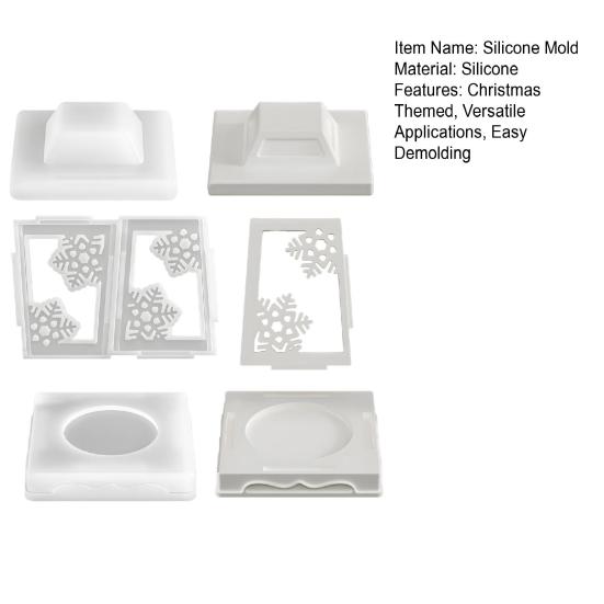 Christmas Candle Holder Mold Flexible Non-Stick Silicone Mold Christmas Lantern Casting Mold for Resin Plaster Elk Snowflake Snowman Candle Holder