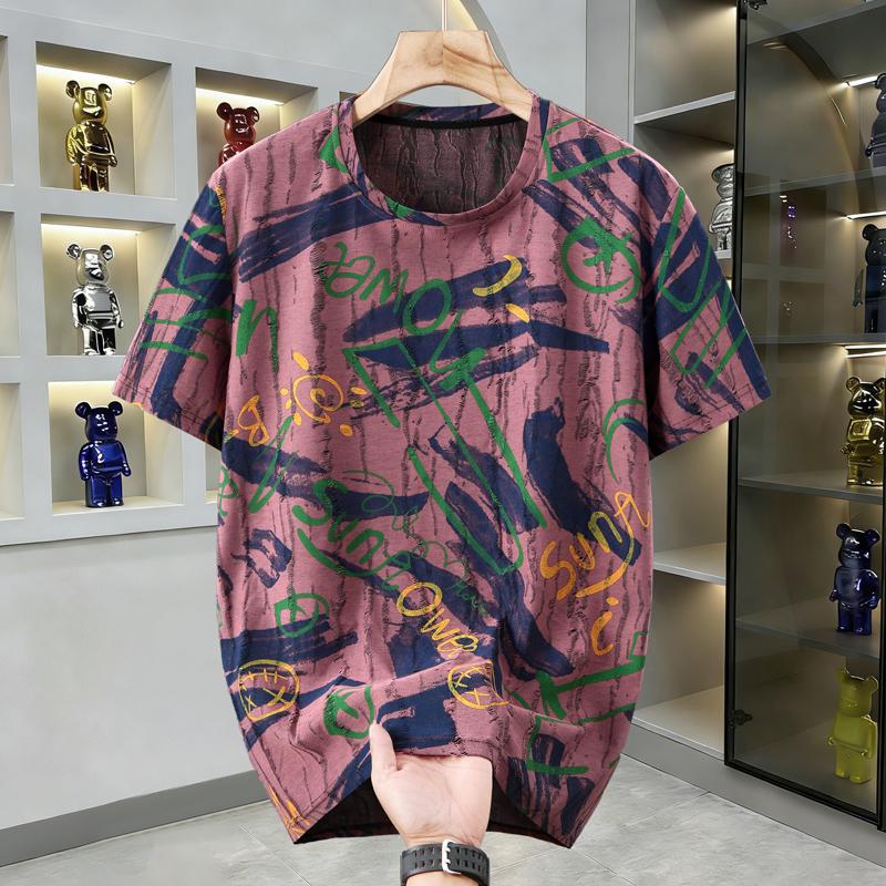 Men's Plus Size Graffiti Print Distressed T-Shirt – Casual Short Sleeve Tee (6XL-13XL)