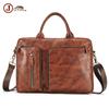 Men's Genuine Vegetable Tanned Leather Briefcase & Crossbody Bag - Fits 15.6 Inch Laptop, High-End Business Handbag