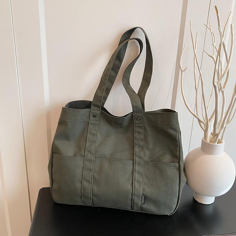 

Bag Women s Large Capacity Tote Bag 2025 New Simple Canvas Bag Student Class Bag Versatile Shopping Bag Bag зелёный