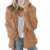 Autumn Winter  Elegant Bear Teddy Faux Fur Coat Women Thick Warm Soft Fleece Jacket Female Pocket Zipper Coat