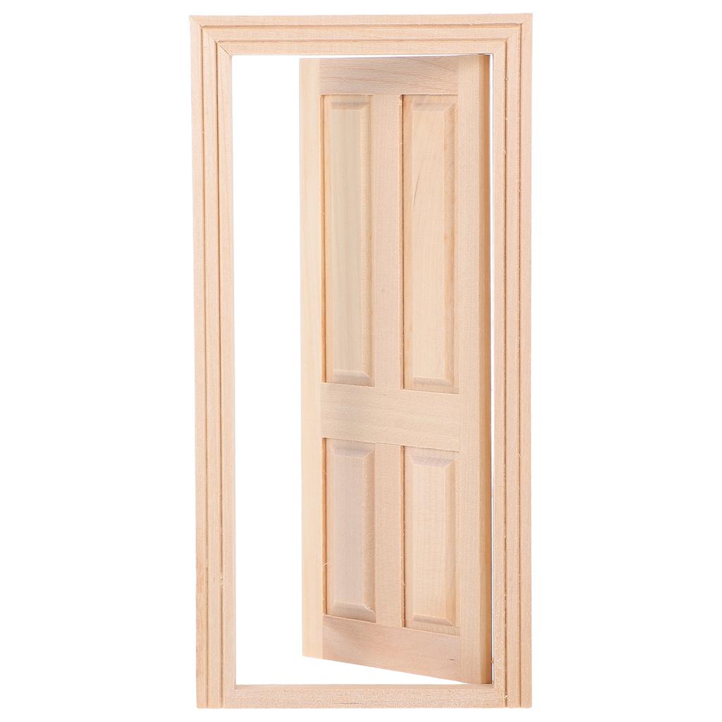 Miniature Dollhouse Furniture Set Solid Wood Blank Four Grid Door Exquisite Indoor Decoration Building Material