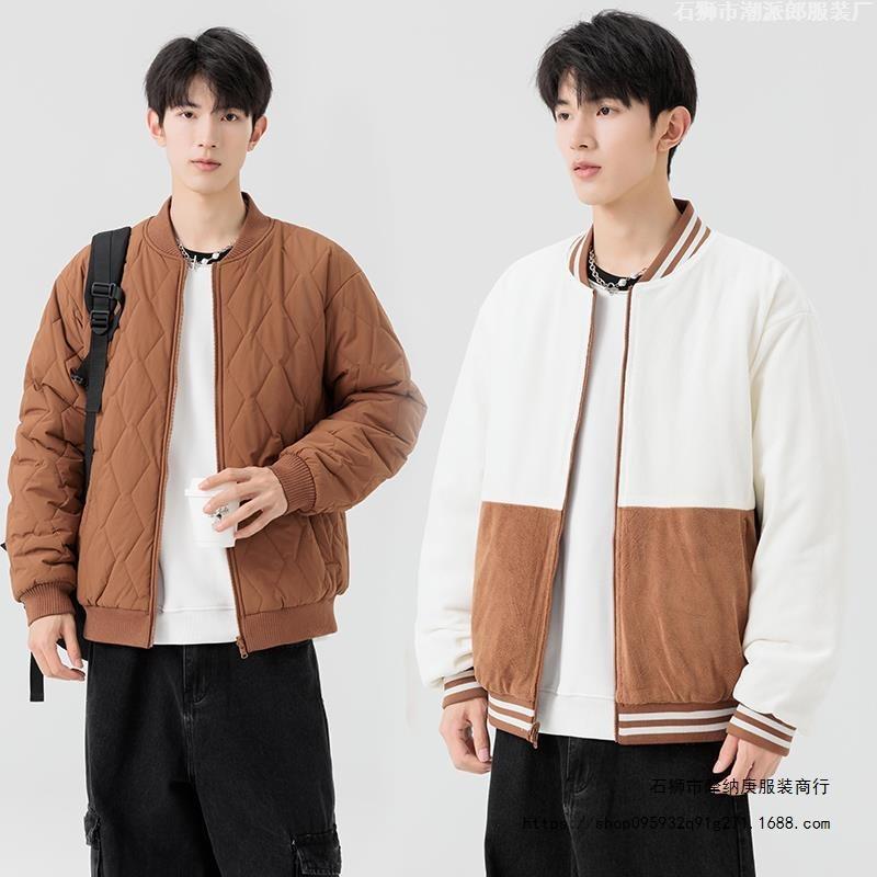 Double-sided Wear Stand-up Neck Cotton-padded Jacket Men's Winter Piled and Thickened Cotton Clothes Trendy Brand Loose Couple Warm Bread Clothes