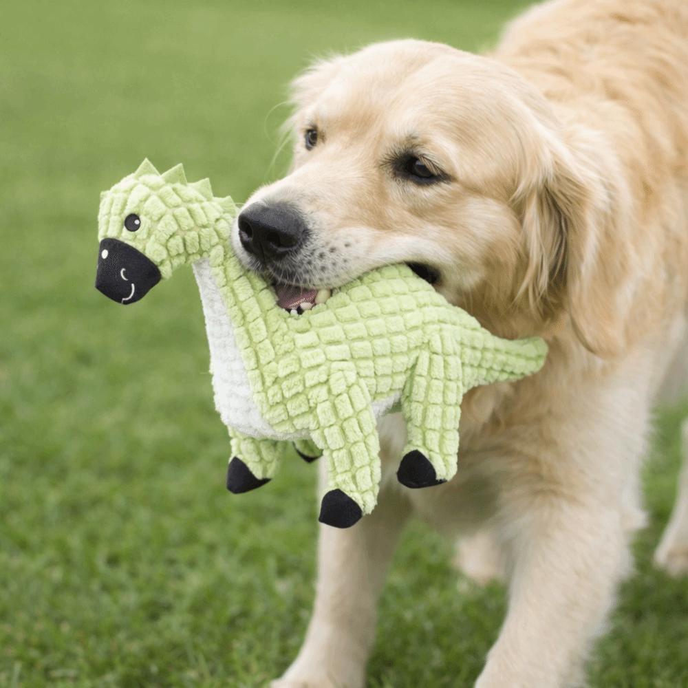 Funny Bite-Resistant Dog Chew Toys Dinosaur Shape Simulation Animal Squeak Toys Plush Puppy Molar Toy Training Exercise