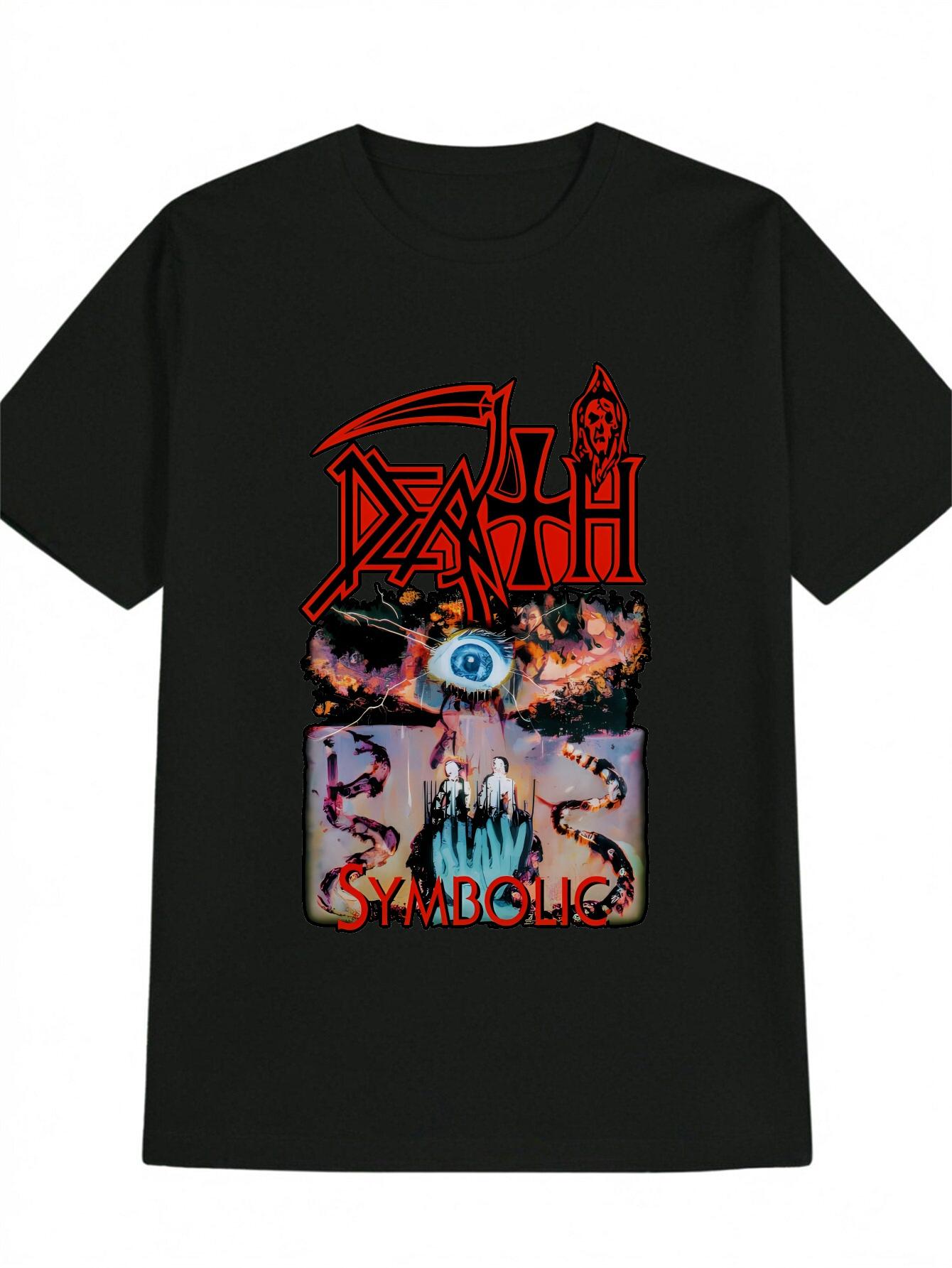 Death Skull Graphic T-shirt - Black Casual Crew Neck Tee with Bold  DEATH SKEletal  Print XXXXL