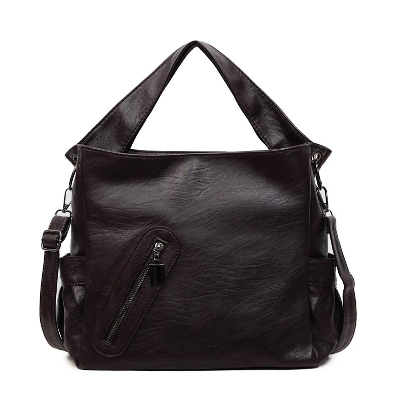 Damska skórzana torba tote w jednolitym kolorze, modna torba crossbody na jedno ramię, torebka codzienna o dużej pojemności, prosta codzienna torba na jedno ramię