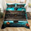 Kids Pumpkin Lantern Duvet Cover Set Twin King Halloween Bedding Set Microfiber Witch Mystery Graveyard Printt Comforter Cover