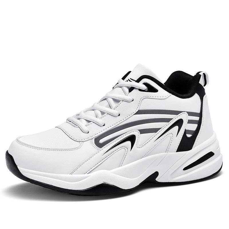 Autumn new basketball shoes fashion leather dad shoes student actual combat sports shoes platform running shoes