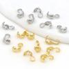 10PCS Brass Crimp End Beads Clasps Tip Crimp Knot Cover End Caps Connector for Necklace Bracelet DIY Jewelry Making Accessories
