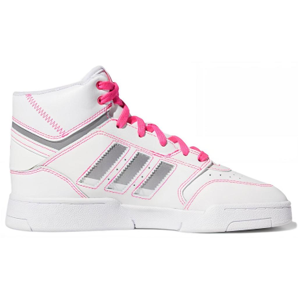 adidas Originals Drop Step Synthetic Leather Retro Casual Non-Slip Durable High-Top Skate Shoes Women Sneakers White Pink FV4883
